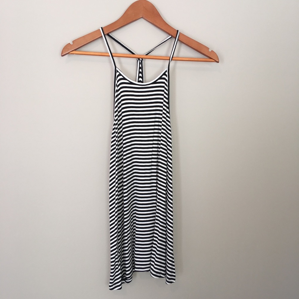 Old Navy Black and White Striped Tank Top Sz S